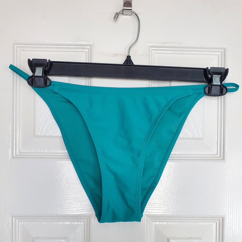 Cabana del Sol Bikini Bottoms Teal Solid High Cut Swim Beach Pool Large